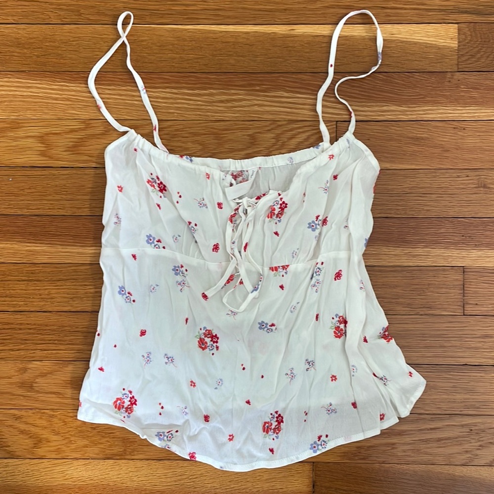 Mango white + floral tank